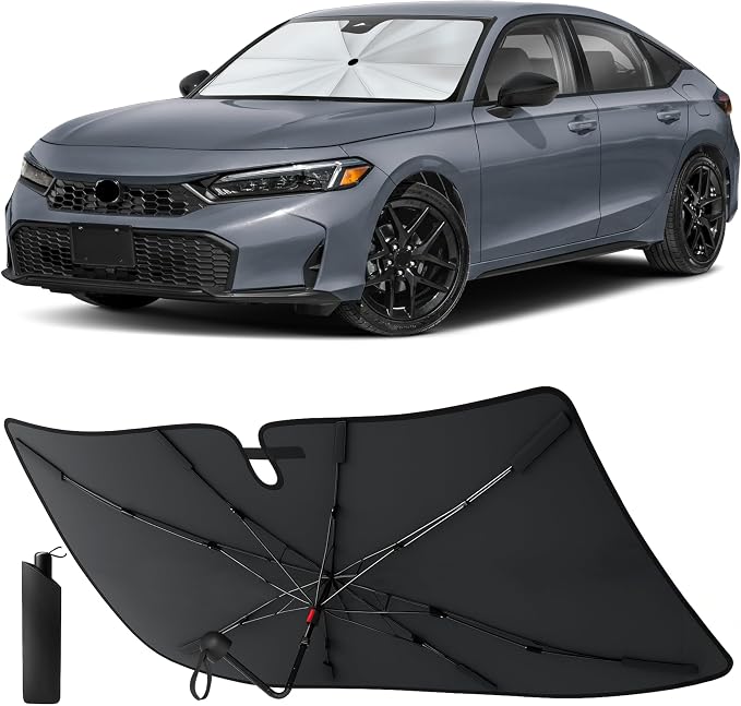 EcoNour Foldable Windshield Sun Shade & Window Tint Fit for 2022-2024 2025 2026 Honda Honda Civic Sunshade, Front Car Window Shades Sun Visor, UV Protection, Heat Blocker, Car Accessories by EcoNour