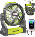DOWILLDO 10400mAh Portable Battery Powered Camping Fan - with LED Light, Quiet Battery Operated, Camping Gear for Travel, Tent, Beach, Car or Hurricane Power Outages, Green by DOWILLDO