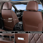 Coverado Car Seat Covers Full Set, Luxury Faux Leather Waterproof Seat Cover, Front and Back Car Seat Protector, Universal 5 Seat Leather Seat Cushion, Carseat Cover Fit Most Cars, Coffee - Image 4