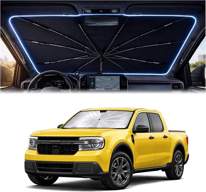 Car Windshield Sun Shade Umbrella for Ford Maverick 2022-2026 | 2026 Upgraded,Custom-Fit Umbrella Sunshade,Easy Install,UV Protection & Heat Reflective,Keep Interior Cooler with Storage Bag by Unknown