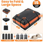 DUMOS Car Roof Bag Cargo Carrier Waterproof 15 Cubic Feet for All Vehicles | Rooftop Bag with Anti-Slip Mat, Combination Luggage Lock, Reinforced Straps & Door Hooks, Fit Vehicles with/without Roof Rack - Image 2