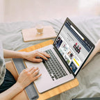 Bamboo Lap Desk for Laptop with Cushion Tablet Phone Holder Handle | Laptop Stand with Anti-Slip Strip Fits up to 15.6 inch Portable Computer Lap Desk for Couch, Bed & Car - Image 2