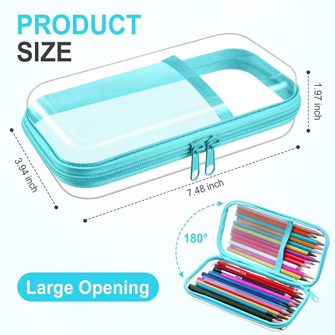 Sanwuta 4 Pcs Clear Hard Shell Zipper Case Plastic Case, Blue-green - Image 2