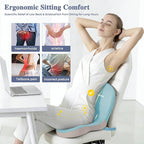 Memory Foam Seat Cushion for Sciatica & Back Pain Relief - Ergonomic Chair Pad with Adjustable Strap & Supportive Comfort Cover, Non-Slip for Car, Truck, Office Chair - Blue - Image 2