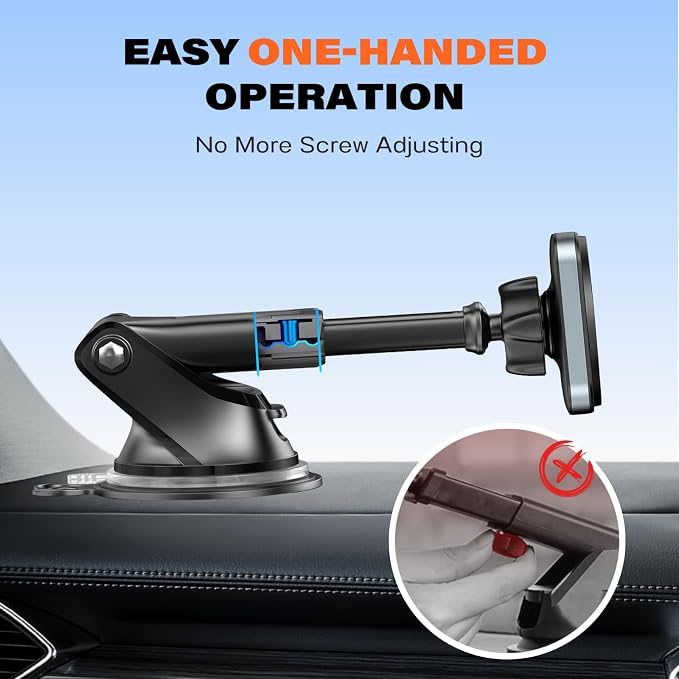 APPS2Car Magnetic Car Mount for MagSafe, Dashboard and Windshield Holder | With Telescopic Arm, Magnetic Phone Holder for Your Car, Designed for iPhone MagSafe Case - Image 4
