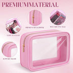 Hsei 6 Pcs Clear Makeup Bags Diaper Bag Organizer Travel Toiletry Bags with Zipper Clear Cosmetic Organizer Car Storage Pouch Bridesmaid Gift for Women Beach Vacation (Pink) - Image 3