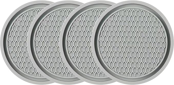 ZSDY Car Cup Coaster, 4PCS Universal Auto Non-Slip Cup Holder Embedded in Ornaments Coaster, Car Interior Accessories Sets, Grey - Image 3