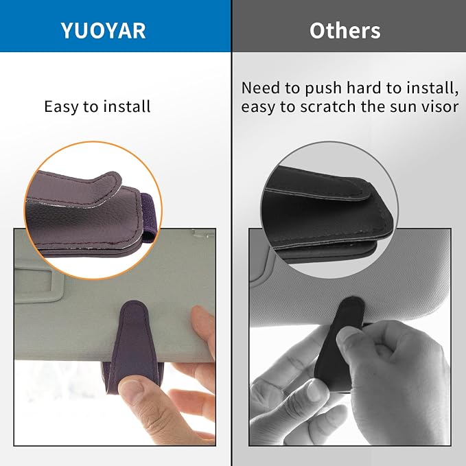 Yuoyar 2 Packs Magnetic Sunglass Holder for Car Visor (Purple) | Magnetic Interior Car Accessories - Image 3