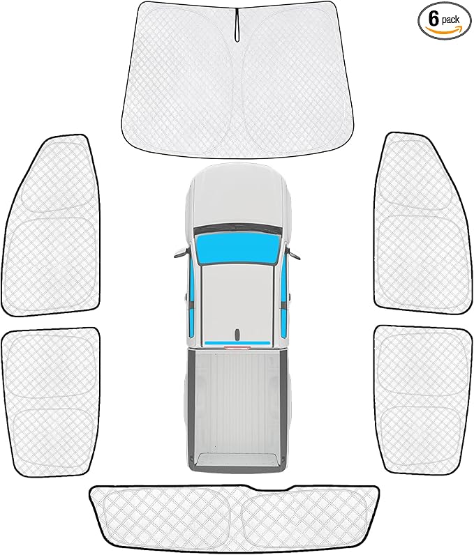 KMF 6pcs Thicken Sun Shades for Chevy Colorado 2015-2022 Accessories,Chevrolet Truck Full Car Window Covers Sunshade for Windshield Side Rear, UV Block and Blackout Privacy for Car Camping by KMF