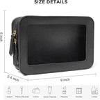 Clear Beach Makeup Bags, TSA Approved Toiletry Bag with Zipper, Clear Makeup Organizer Fit Carry-on Travel Car Accessories Essentials,Portable Travel Small Pouch for Women Men (Black) - Image 3