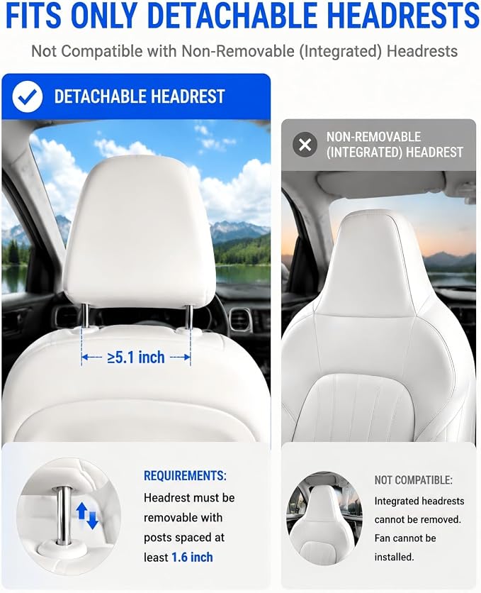 Car Fan for Front & Rear Seats, USB-Powered, Portable Seat-Mounted Cooling Fan with 3 Speeds, Quiet Brushless Motor, Baby-Friendly, Easy Installation for Cars, SUVs, Vans & Trucks - Image 3