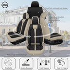 IKABEVEM Car Seat Covers Fit for Infiniti M37 2007-2013 Full Set | Waterproof Faux Leather, Airbag Compatible, Easy to Install & Wipe Car Seat Protector,5 Seats Covers Fit for , Beige&Black - Image 7