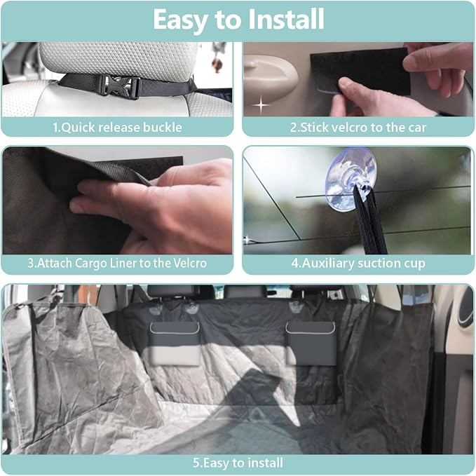 SUV Cargo Liner for Dogs - Trunk Cover with Bumper Flap Protector | Waterproof Pet Cargo Cover with Side Flaps, Dog Car Seat Cover with Non-Slip Trunk Mat, Prevents Scratches Pet Hair Mud Dirt - Image 9