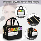Clear Snack Bag, Zipper Travel Organizer Pouch Chenille Letter | Extra Large Capacity, Waterproof Easy Clean, 2 Separate Compartments, Ideal for Beach Gym Picnic, Office and Daily Carry - Image 4