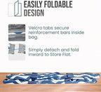 Extra Large Utility Tote Bag, Oversized Collapsible Reusable Wire Frame Rectangular Canvas Basket With Two Exterior Pockets For Beach, Pool, Laundry, Car Trunk, Storage - Chevron Navy - Image 6