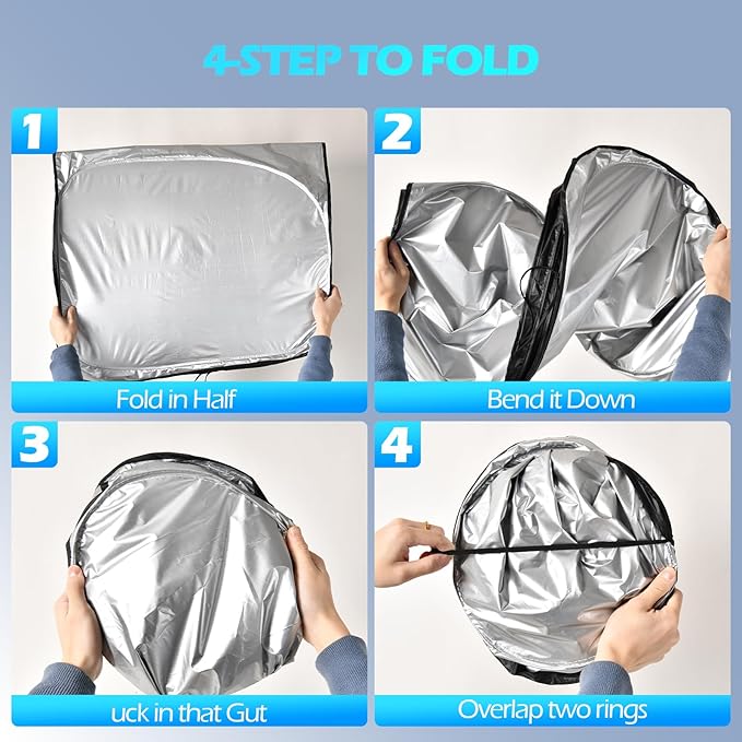 FLORICH Car Windshield Sunshade Reflective Car Sun Protection Blocks 99% Heat & Keeps Interior Cool Foldable Sun Visor Cover Universal Fits Cars, SUVs, Trucks Accessories for Summer 59"x33" - Image 4