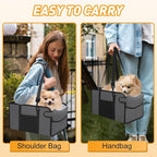 Portable Dog Car Seat for Small Dogs, Puppy Car Seat, Grey | Booster Seat With Safety Leash & Adjustable Straps Keeps Small Dogs Secure. Removable Washable Cushion. Fits Most Cars. - Image 7