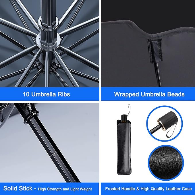 Car Windshield Sun Shade Umbrella, Foldable UV Rays Protector & Heat Block Reflector Retractable Front Window Sun Shades Umbrella Shield (57 * 29.5inch, Large) - Image 6
