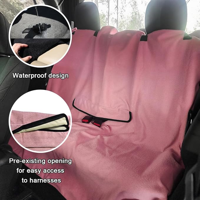 DXNQ Car Towel Seat Cover, Waterproof Sweating Non-Slip Premium Soft Towel Carseat Protector, Universal Machine Washable Car Truck SUV Front Seat Cover for Gym Workout Beach Hiking (Pink, Rear) - Image 5