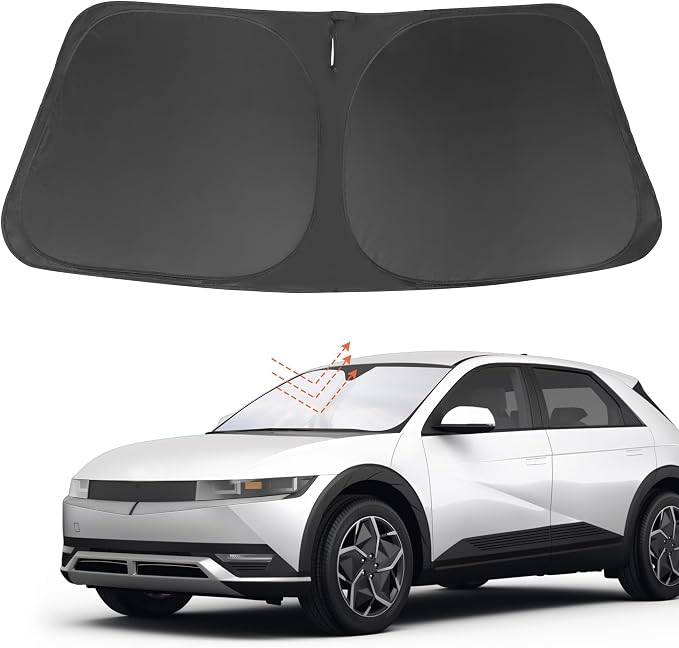 Front Windshield Sun Shade Foldable Car Front Window Sun Shade Windshield Shade Custom Fit for 2022-2025 2026 Hyundai Ioniq 5 Block UV Rays Accessories Heat Keep Cooler by FannycCargoCover