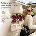 2 Pack Pearl Car Seat Headrest Hook with Bow & Sequin/Leopard/Polka Dot Design – Cute Purse Hanger for Vehicle,Grocery Bags, Umbrellas, Seat Back Organizer for Women (Red Sequins) - Image 4