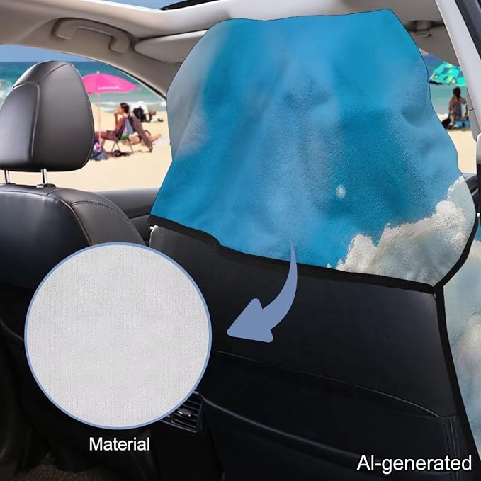 Horeset Sea Turtle & Plumeria Flower Ocean Car Seat Towel Cover – Absorbent Sand Proof Sweat Protector, Universal Fit for SUV Sedan Truck, Hawaii Beach Design - Image 6