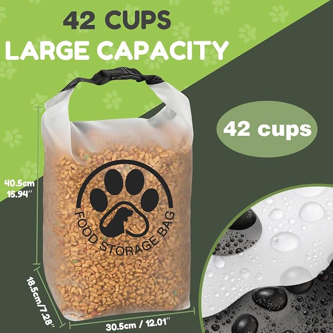 42 Cups Pet Food Storage Bag for Travel - Transparent Leak-Proof Dog Food Container with Roll-Top Closure, Keeps Kibble Fresh for Camping Trip, Dog Boarding and Hiking - Image 4