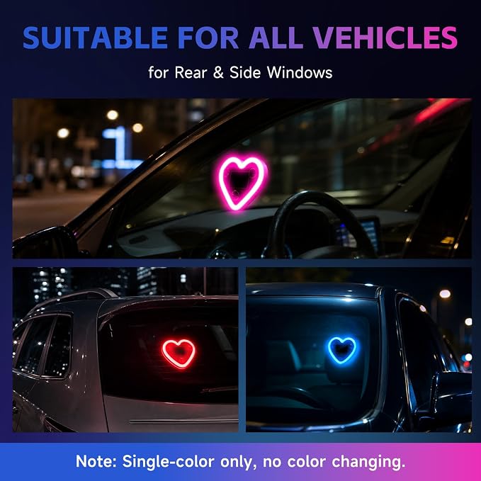 DICIMITH Solar Power Heart Light for Car, 1PCS | LED Wireless Ambient Lamp, 6 Modes, Interior Light for Window, Decor for Women Men - Image 6