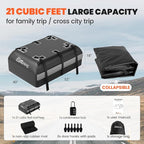 Car Rooftop Cargo Carrier Bag - 100% Waterproof Heavy Duty Car Roof Luggage Carrier 21 Cubic Feet, Fits All Vehicles with/Without Roof Rack - Easy Install & Triply Reinforced for Secure Use - Image 5