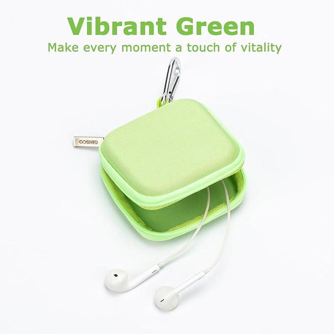 Ginsco Mini-Portable Hard Shell Square Earbuds Case for Apple EarPods/Samsung Galaxy Wired/Wireless Earbuds, Cell Phone Accessories Organizer with Carabiner for Earphones - Image 2