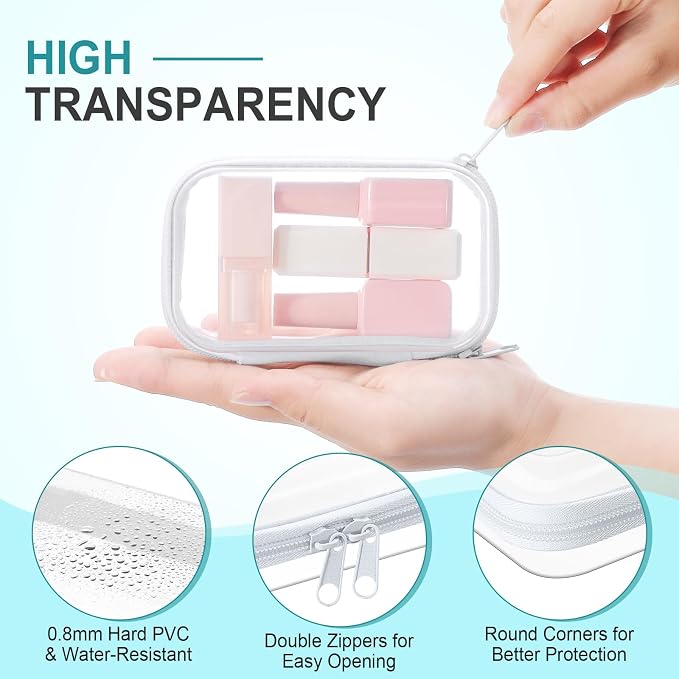Ceenna 2 Pcs Clear Zipper Case Hard Shell Pouches,2 Mini | Multiple Sizes Plastic Makeup Bags Pencil Case Organizer Diaper Bag Pouches Clear Travel Toiletry Bag for Women - Image 3
