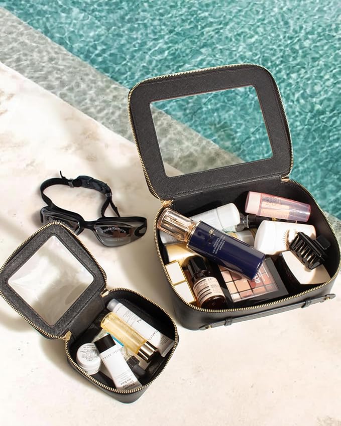 Travel Clear Makeup Bag Set, TSA Approved Cosmetic Bag Case with Zipper Portable Makeup Pouch Toiletry Bag Traveling Cosmetic Organizer Storage Bag Car Organizer Car Essentials - Image 3
