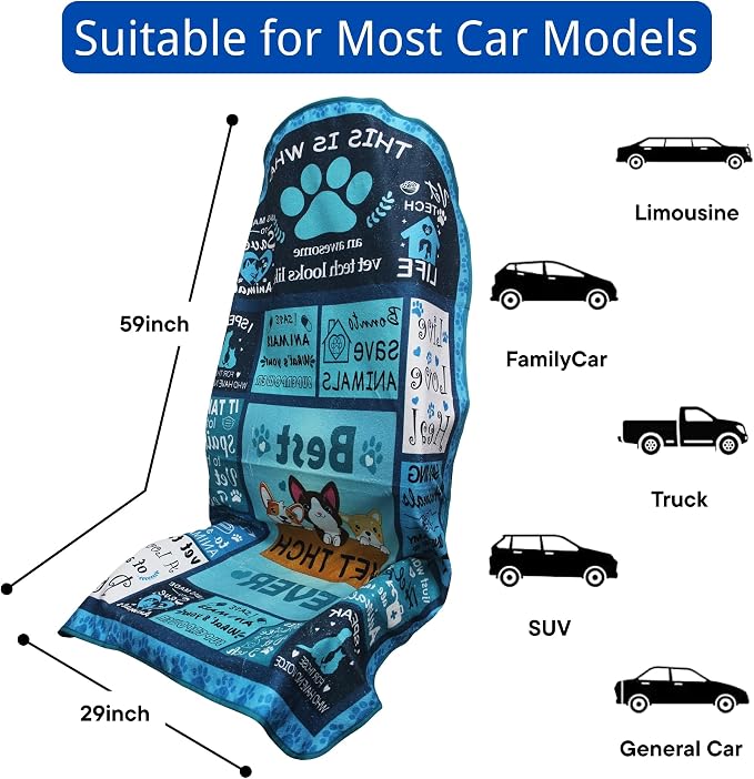 Waterproof Car Seat Cover for Front Seats, Protector for Cars SUVs Trucks, Sweat Towel Seat Covers Bucket for Gym,Workout,Beach,Hiking,Running and Swimming(Vet Tech Gift, 2PCS) - Image 6