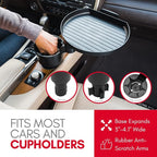 Macally Car Cup Holder Tray and Cup Holder Expander with Phone Slot - Enjoy Your Meal - 9" Car Food Tray Table and Drink Holder for Yeti, Hydroflask, etc. - Image 5