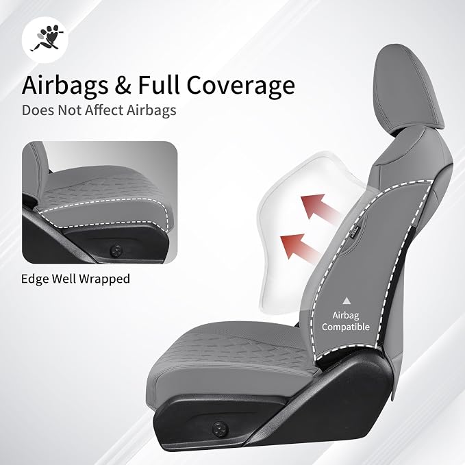 Huidasource Custom Fit RAV4 (Gas Only) Front Seat Covers, Gray Waterproof Faux Leather Full-Coverage for 2019-2024 Toyota RAV4 LE/XLE & XLE Premium/Limited (Does Not Fit Adventure and TRD Off-Road) - Image 3