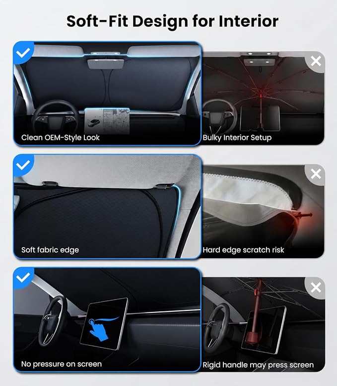 Zanch Custom Windshield Sun Shade for Toyota Camry 2018-2026, 100% Light Blocking, 7-Layer Heat & UV Shield, 3D Scanned Custom Fit, Keeps Cabin Cooler, Foldable Car Accessories - Image 6