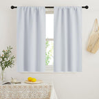 RYB HOME French Door Window Curtain Coverings, Rod Pocket | Thermal Insulated,Privacy ,Non See Through,Drapes for Small Window Bathroom Kitchen,W29 x L45,Greyish White,2 Panels by RYBHOME