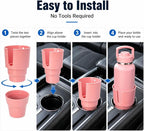 Car Cup Holder Expander for Large Bottles, Fits 32 oz to 40 oz Water Bottles and Handle Mugs, Secure Base for Most Vehicle Cup Holders, Durable ABS, Easy to Install, Durable ABS (Pink) - Image 8