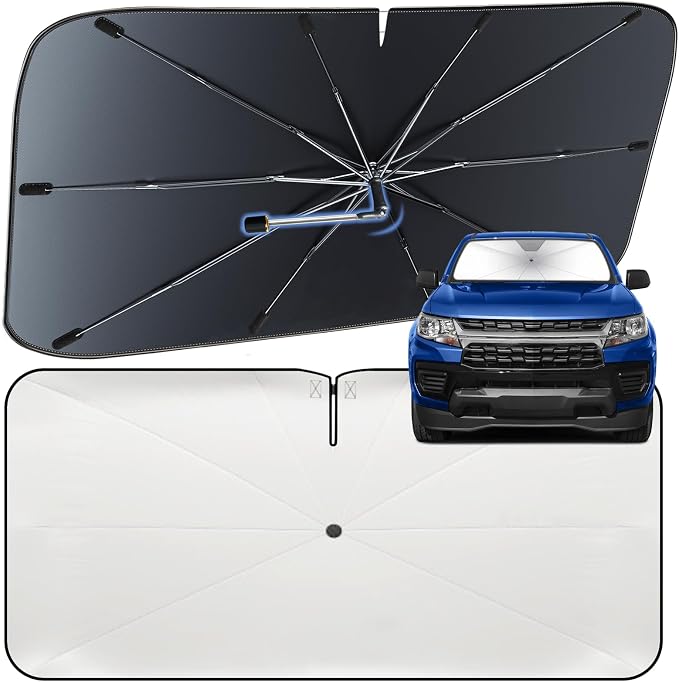 Windshield Sun Shade Umbrella for Chevrolet Colorado 2015-2022 Front Window | Heat-Reflective Window Shade, Umbrella Sunshade Cover Blocks Heat, Protects Interior, Vehicle-Specific Precision Fit by Fshaanys