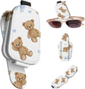 Sunglasses Holder for Car Visor, PU Leather Glasses Clip Organizer, Cute Magnetic Eyeglass Holder for Vehicle Sun Visor, Car Interior Accessory for Women & Men, Bear Bows by Unknown