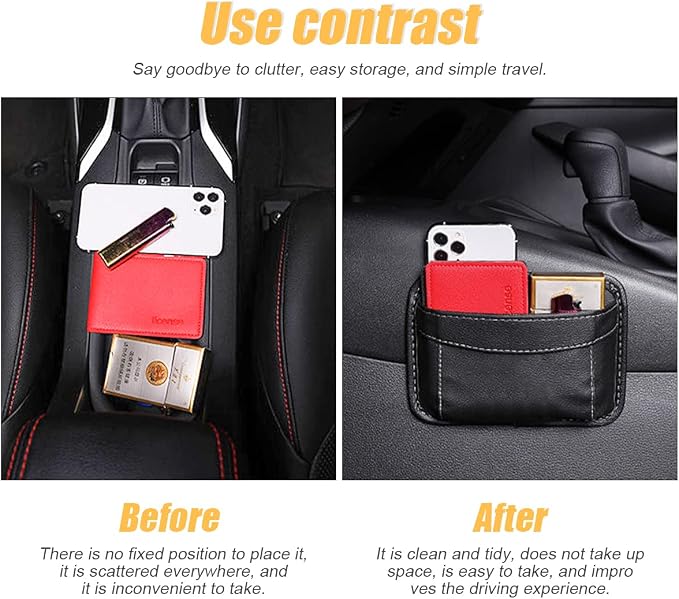 Moly Magnolia PU Leather Car Seat Side Pocket Organizer, Multicolor/Flag | holds phones pens and cards, console door or narrow-gap placement, fits most cars, SUVs, and trucks, car interior accessories - Image 3