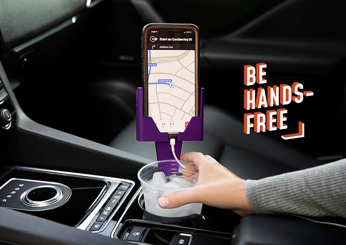 Cup Holder Phone Holder Mount for Car - Universal Adjustable Expander Cradle Hands-Free Driving - Compatible with All Smartphones Car Mount for iPhone Samsung Google Android Mobile Accessories Purple - Image 9