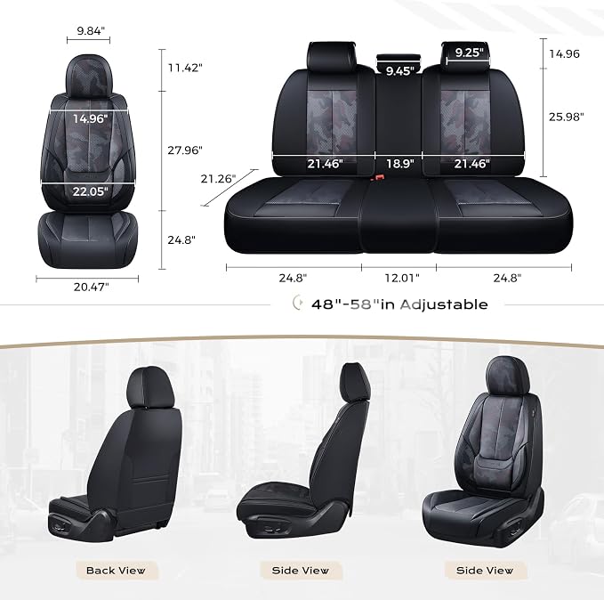 Coverado Car Seat Covers, Seat Covers for Cars, Waterproof Leather Auto Seat Protectors, Leather Car Seat Cushion, Car Interiors Accessories Universal Fit for Most Cars - Image 6