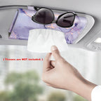 CaseBot Car Visor Tissue Holder, Sun Visor Napkin Holder, Mask Holder, PU Leather Backseat Tissue Box for Truck SUV, Lilac Marble - Image 2