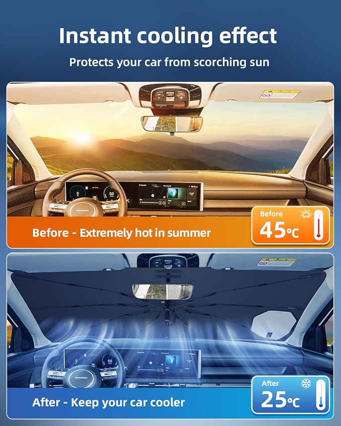 Windshield Sun Shade Umbrella for Hyundai Tucson 2026 2025-2022 | Custom Fit Front Window Sunshade, 4-Layer Heat Insulation UV Blocking Sun Visor, Keeps Car Cooler - Image 3