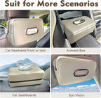 Noaman Upgraded Large Car Tissue Holder Premium PU Leather Tissues Box Cover Backseat Rectangular Napkin Holder for Car Fits for 120 Standard Kleenex Tissues Box for Car Organization Accessories Beige - Image 6