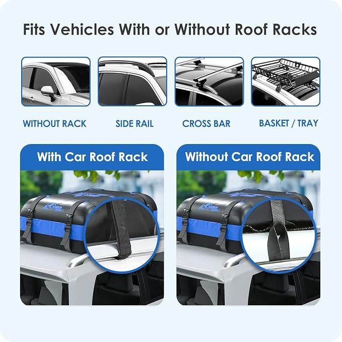 Car Rooftop Cargo Carrier Bag 15-20 Cubic Feet(20Cu.Ft-Blue) - Image 4