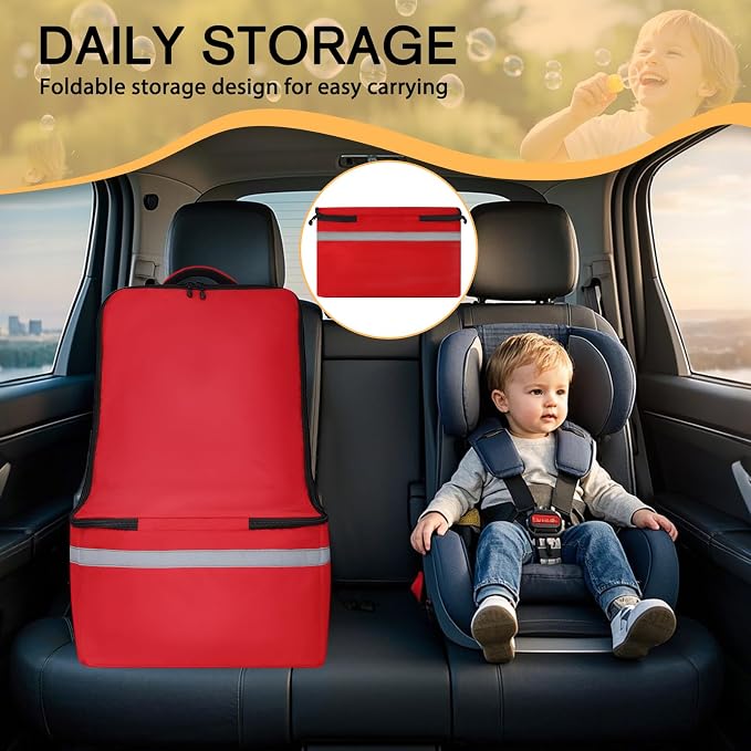 LARIPOP Car Seat Travel Bag for Airplane, Universal Gate Check Car Seat Bag, Padded Backpack with Waist Belt, Reflective Strips & Protective Feet, Fits Infant Convertible Booster Seats, Red - Image 7