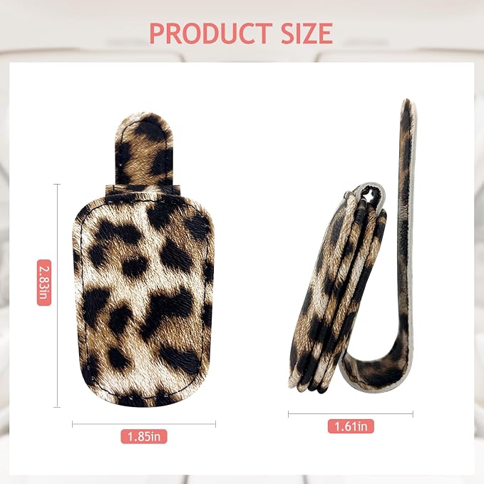 Sunglass Holder for Car Visor, Cheetah Leopard Magnet Sunglasses Holder for car Leather Sunglasses Holder and Ticket Card Clip Car Visor Accessories - Image 6