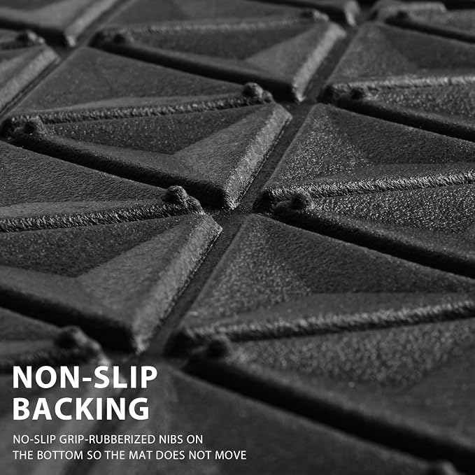 CAR PASS Bling Diamond Car Mats Rubber Floor Mats Full Set Anti-Slip 3D Rhombus Waterproof Trim to Fit Liner Universal Glitter Crystal Sparkly Shining Rhinestone Girl Women SUV Sedan, Black Diamond - Image 8